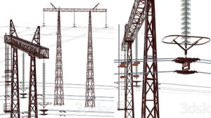 مدل سه بعدی برج انتقال برق Transmission tower 500kV