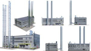 مدل سه بعدی ساختمان دیگ های بخار Boiler House