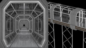 مدل سه بعدی راهرو سرپوشیده Modular Corridor Low-poly