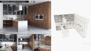 مدل سه بعدی آشپزخانه Kitchen Barrique Cucina in Acciaio