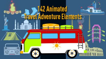 پروژه افترافکت مجموعه انیمیشن سفر Animated Travel Adventure Elements