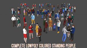 مجموعه مدل سه بعدی رنگی مردم Colored Low Poly Standing People